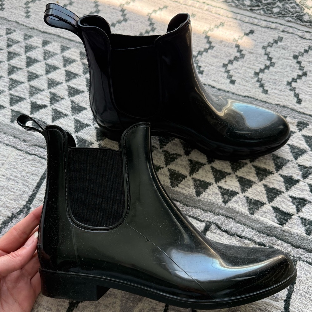 Sugar Black Gloss Chelsea Rain Booties
